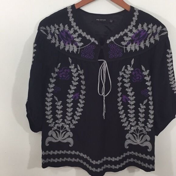 MM couture embroidered silk top‎ - Picture 1 of 4